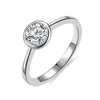 Rachel Glauber Gold Plated With Diamond Cubic Zirconia Bezel Solitaire Ring In Silver