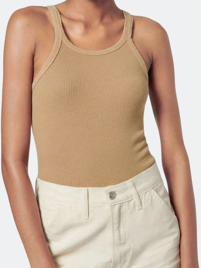 Re/done Ribbed Tank In Caramel Brown Tan