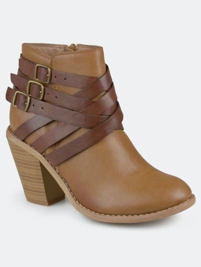 Journee Collection Collection Women's Strap Bootie In Brown