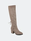 Journee Collection Leeda Womens Faux Suede Wide Calf Knee-high Boots In Taupe