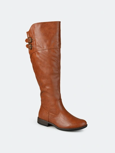 Journee Collection Women's Tori Extra Wide Calf Knee High Riding Boots In Chestnut