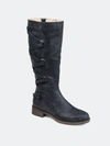 Journee Collection Carly Womens Faux Leather Padded Insole Mid-calf Boots In Navy