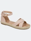 Journee Collection Lyddia Womens Faux Leather Ankle Strap Flat Sandals In Blush