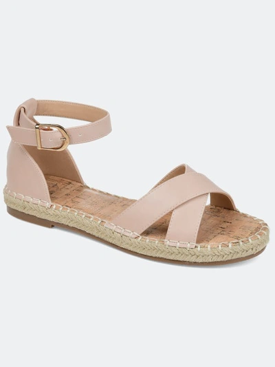 Journee Collection Lyddia Womens Faux Leather Ankle Strap Flat Sandals In Blush