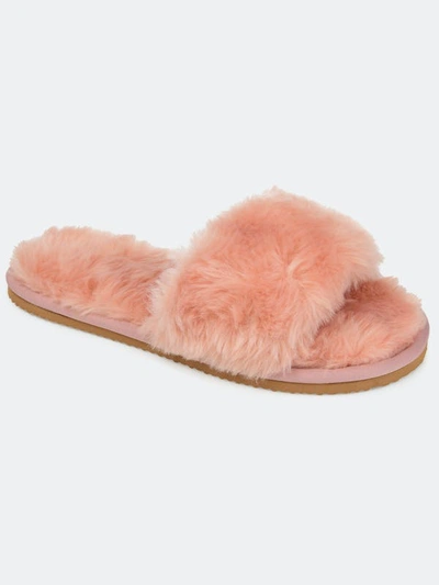 Journee Collection Dawn Faux Fur Slipper In Pink