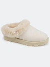 Journee Collection Women's Faux Fur Trim Whisp Slipper In Ivory