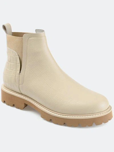 Journee Signature Women's Bristol Lug Sole Ankle Booties In Beige