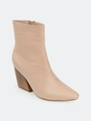 Journee Signature Women's Hydra Angular Stacked Heel Booties In Tan