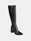 Journee Signature Women's Genuine Leather Tru Comfort Foam Wide Calf Laila Boot In Croco