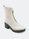 Journee Signature Women's Norrah Front Zip Lug Sole Moto Booties In Bone