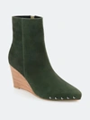 Journee Signature Women's Reeya Studded Stacked Wedge Booties In Olive