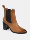 Journee Signature Women's Rowann Block Heel Chelsea Booties In Cognac