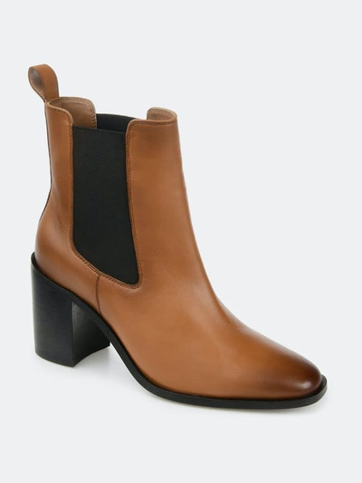 Journee Signature Women's Rowann Block Heel Chelsea Booties In Cognac