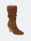 Journee Signature Women's Syrinn Slouch Cone Heel Mid Shaft Dress Boots In Tan