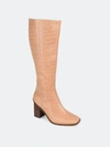 Journee Signature Women's Tamori Stacked Heel Knee High Boots In Tan