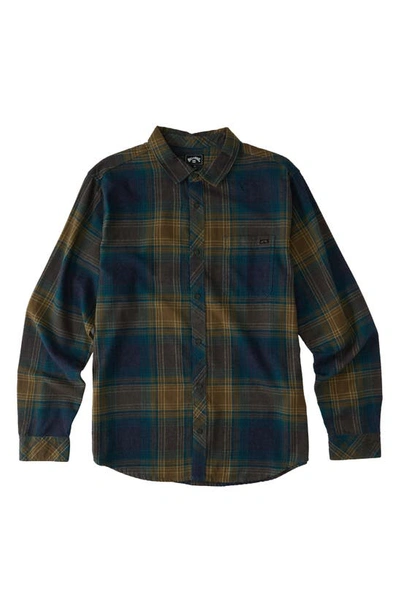Billabong Men's Coastline Long Sleeve Flannel Shirt In Real Teal
