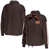 Wear By Erin Andrews Brown Cleveland Browns Logo Stripe Half-zip Top In Brown