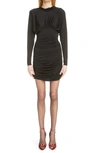 Saint Laurent Black Mini Dress With Cowl Back In Viscose In Noir