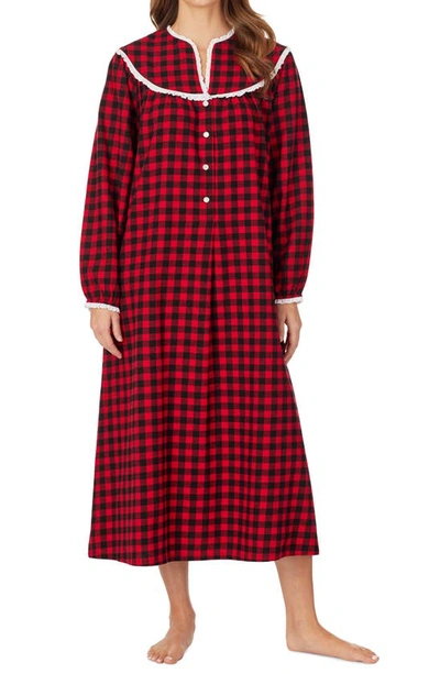 Lanz Of Salzburg Ballet Nightgown In Black/ Red Plaid