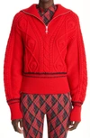 Marine Serre Cable-knit Zip-front Jumper In Red