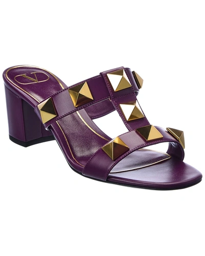 Valentino Garavani Roman Stud 60 Leather Sandal In Purple