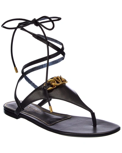 Valentino Garavani Valentino Vlogo Chain Leather Sandal In Black