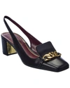 Valentino Vlogo Chain 40 Leather Slingback Pump In Black