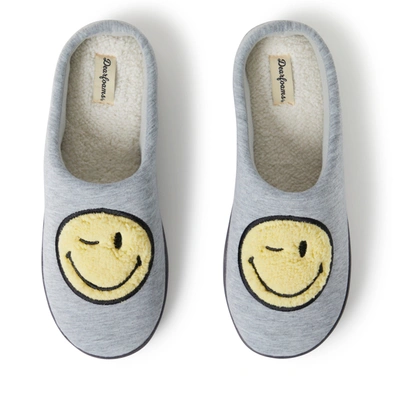 Dearfoams Men's Smile Icon Slippers In Grey