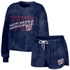 Wear By Erin Andrews Navy Washington Nationals Tie-dye Cropped Pullover Sweatshirt & Shorts Lounge S In Navy