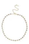 Ettika Clear Cubic Zirconia Disc And 18k Gold Plated Link Necklace