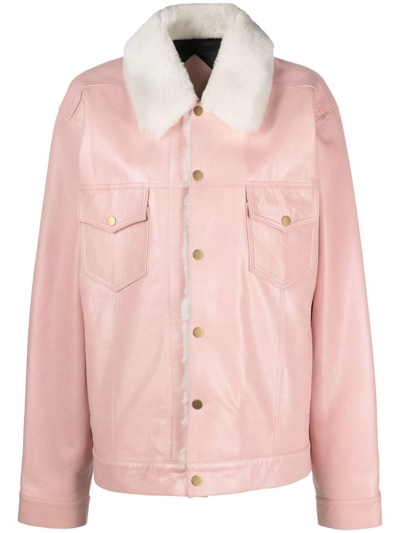 Dancassab Shearling-trim Detail Jacket In Pink