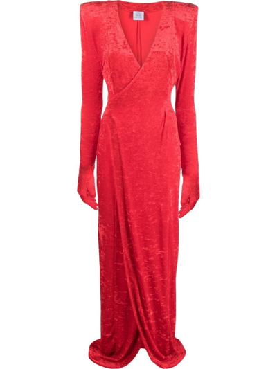 Vetements Dynasty Velvet Wrap Gown In 2701 Velvet Red