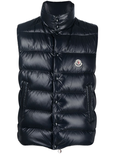 Moncler Tibb Branded Shell-down Gilet In Navy