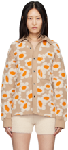 Jacquemus Tan Le Papier 'la Chemise Neve Fleurs' Cardigan In 8al Brown Flowers 70