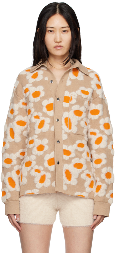 Jacquemus Tan Le Papier 'la Chemise Neve Fleurs' Cardigan In Multi-colored