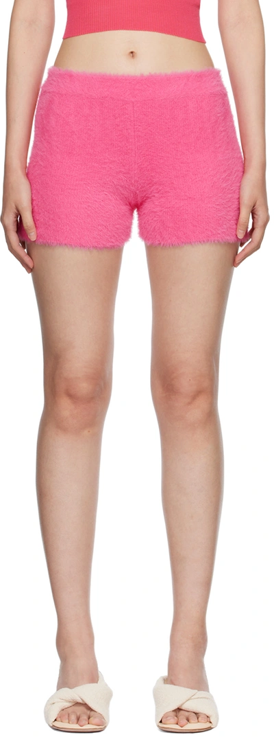 Jacquemus Le Short Arancia Ribbed Biker Shorts In Pink