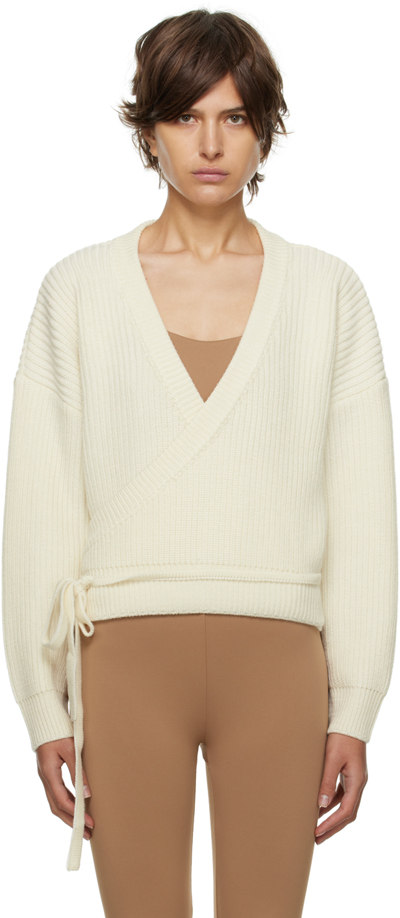 Norba Off-white Wrap Cardigan In Pearl White