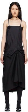 Maison Margiela Black Reworked Square Neck Midi Dress In 900 Black