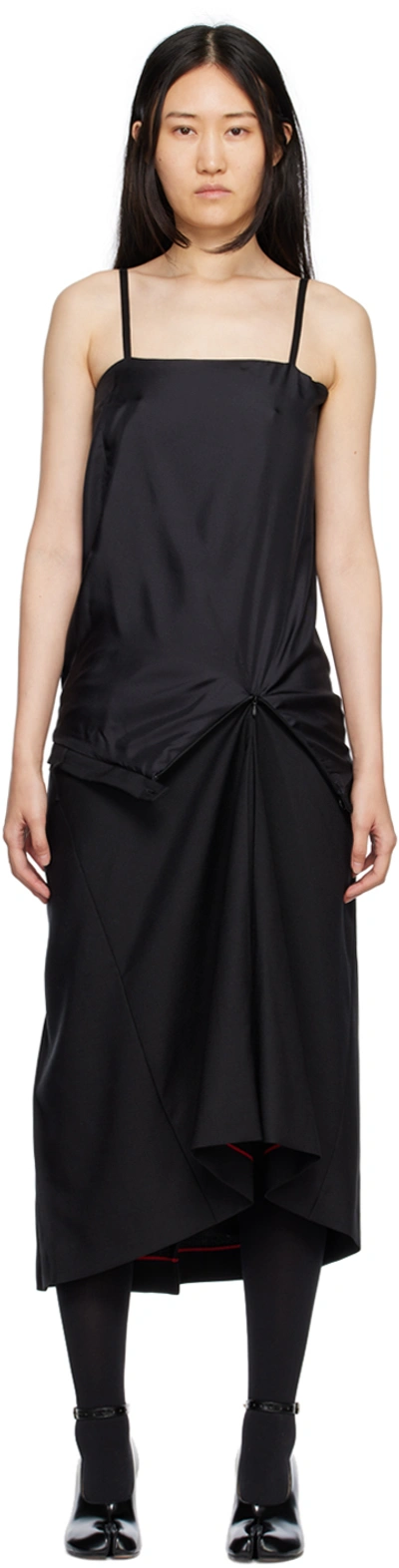 Maison Margiela Black Reworked Square Neck Midi Dress