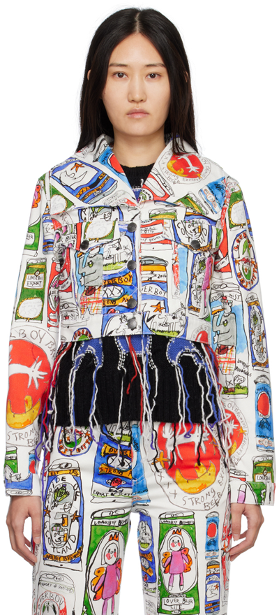 Charles Jeffrey Loverboy Multicolor Art Denim Jacket In White