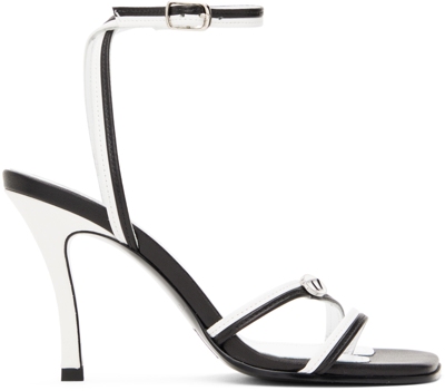 Diesel Two-tone Strappy 10mm Leather Sandals In Schwarz