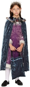 Anna Sui Ssense Exclusive Kids Blue Prince Halloween Cape In Slate Blue Multi