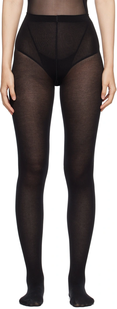 Wolford Cotton Velvet Opaque Tights In Black