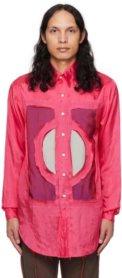 Edward Cuming Pink & Purple Collage Shirt In Pink/purple