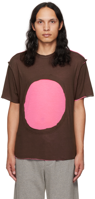 Edward Cuming Ssense Exclusive Brown & Pink Circle Window T-shirt In Brown/pink