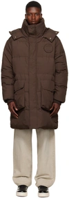 Etudes Studio Etudes Logo Detailed Hooded Puffer Jacket In Brown