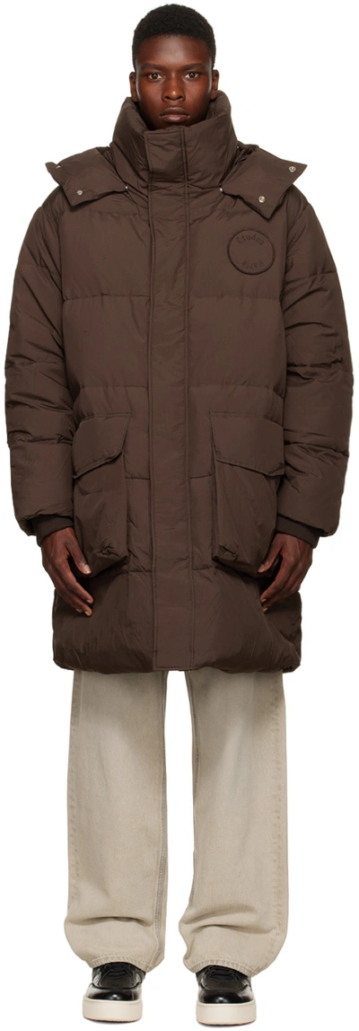 Etudes Studio Etudes Logo Detailed Hooded Puffer Jacket In Brown