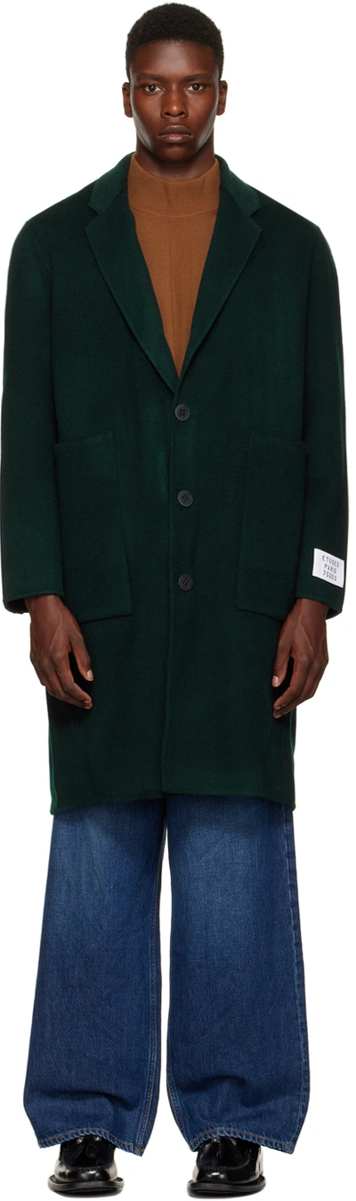 Etudes Studio Single-breasted Wool Coat In Green