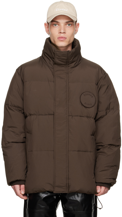 Etudes Studio Logo-patch Padded Down Jacket In Brown
