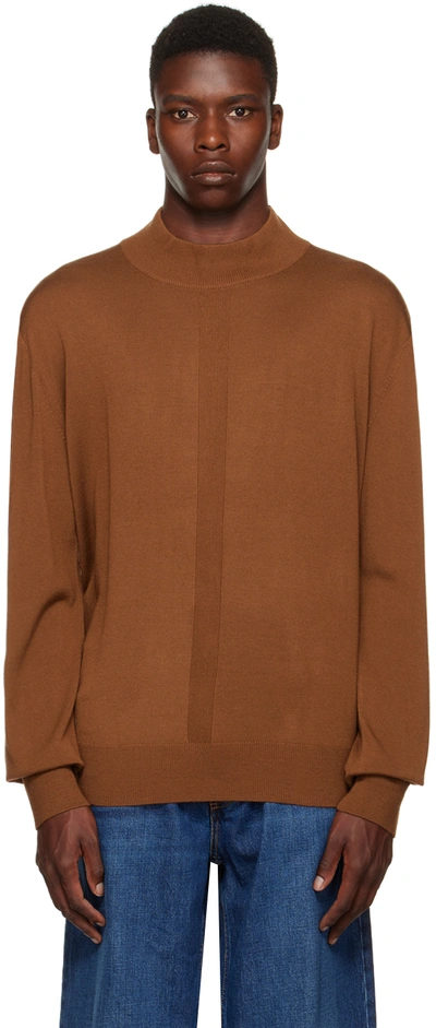 Etudes Studio Fine-knit Mock Neck Jumper In Brown